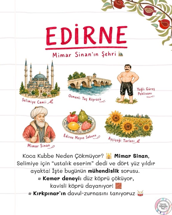 Edirne — Mimar Sinan'ın şehri: Selimiye Camii, taş köprü, yağlı güreş, ayçiçeği tarlası
