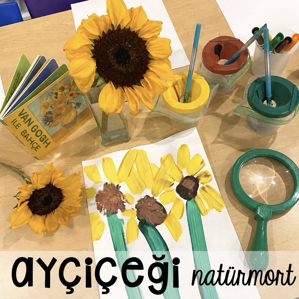 Özgün ayçiçeği sanat etkinliği — Van Gogh ile natürmort