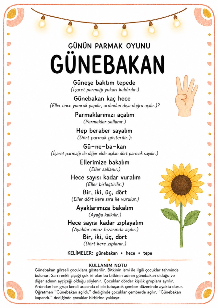 Günün Türkçe dil etkinliği