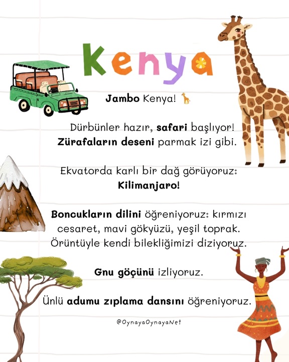 Kenya durağı — Jambo: safari, Kilimanjaro, boncukların dili, adumu zıplama dansı